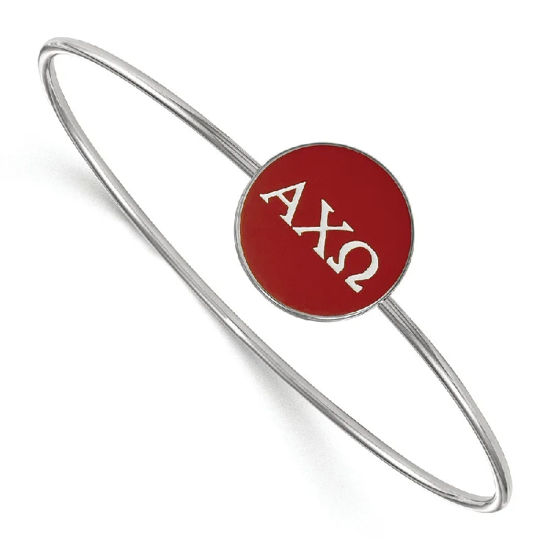 Limited-Time Offer On Elegant Jewelry Pieces Sterling Silver Alpha Chi Omega Red Enamel Greek Bangle - 7 in. Limited-Time Offer On Elegant Jewelry Pieces Sterling Silver Alpha Chi Omega Red Enamel Greek Bangle - 7 in.