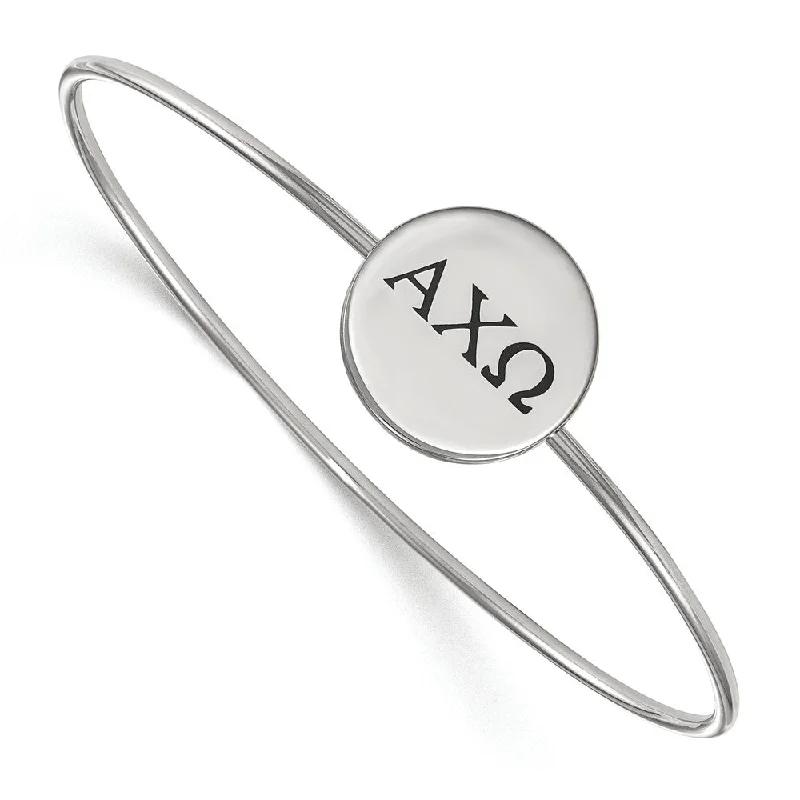 Get The Jewelry You Love At A Price You Love Sterling Silver Alpha Chi Omega Enamel Black Greek Bangle - 7 in.