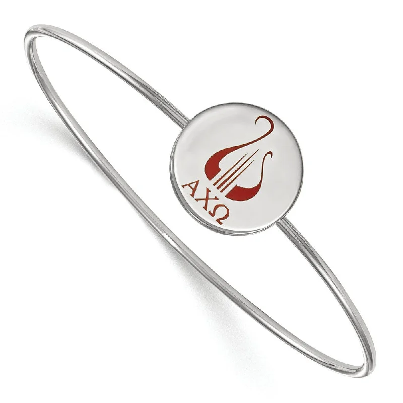 Grab Exquisite Jewelry At The Lowest Prices Sterling Silver Alpha Chi Omega Enamel Lyre Bangle - 8 in.