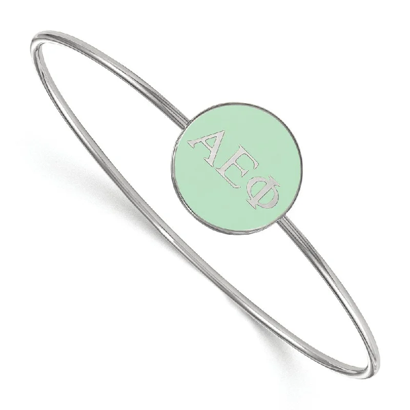 Jewelry Deals That Sparkle – Shop Today Sterling Silver Alpha Epsilon Phi Green Enamel Greek Bangle - 6 in.