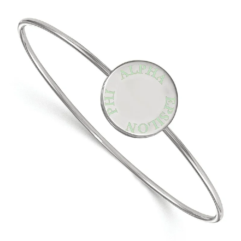 Seasonal Jewelry Deals – Elevate Your Style Sterling Silver Alpha Epsilon Phi Enamel Green Letters Bangle - 7 in. Seasonal Jewelry Deals – Elevate Your Style Sterling Silver Alpha Epsilon Phi Enamel Green Letters Bangle - 7 in.