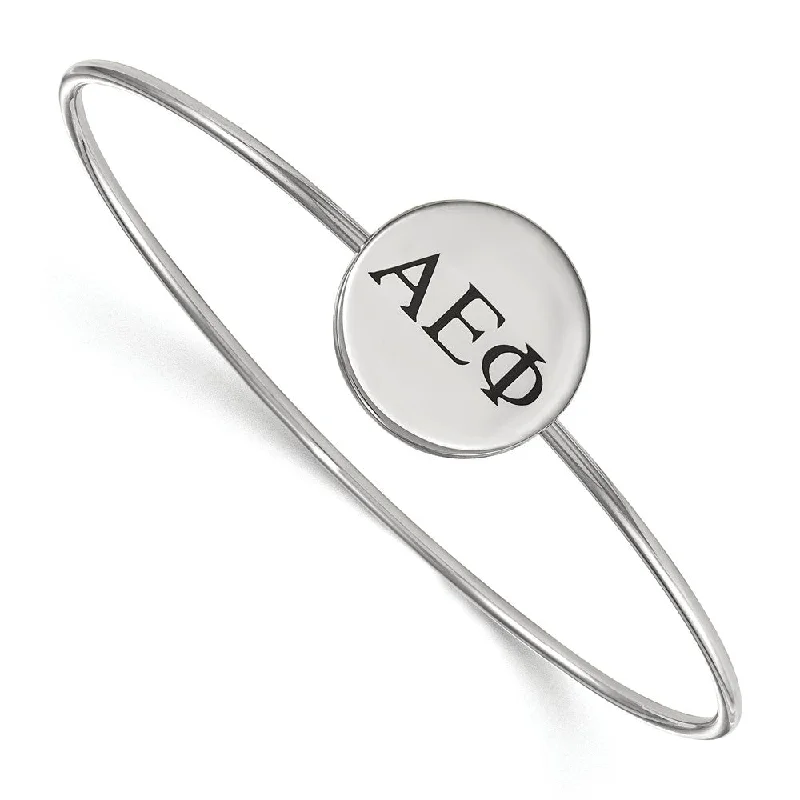 Huge Savings On Timeless Jewelry Collections Sterling Silver Alpha Epsilon Phi Enamel Greek Letters Bangle - 7 in. Huge Savings On Timeless Jewelry Collections Sterling Silver Alpha Epsilon Phi Enamel Greek Letters Bangle - 7 in.