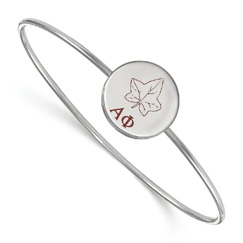 Big Discounts On Elegant Jewelry Collections Sterling Silver Alpha Phi Enamel Leaf Bangle - 6 in.