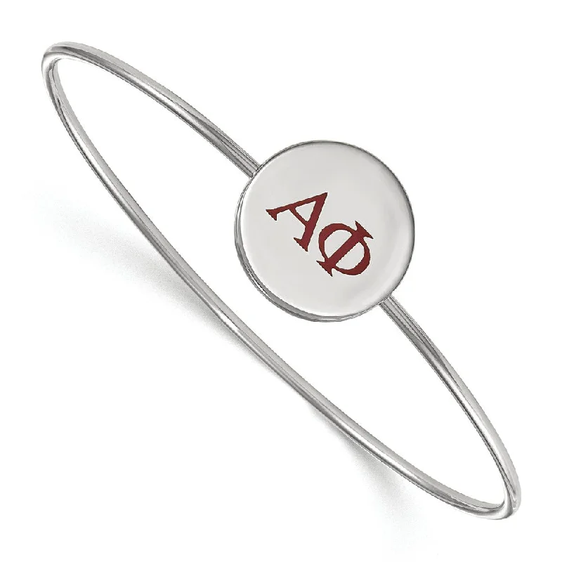 Shop Stylish Jewelry Now And Save Big Sterling Silver Alpha Phi Enamel Red Greek Letters Bangle - 7 in. Shop Stylish Jewelry Now And Save Big Sterling Silver Alpha Phi Enamel Red Greek Letters Bangle - 7 in.