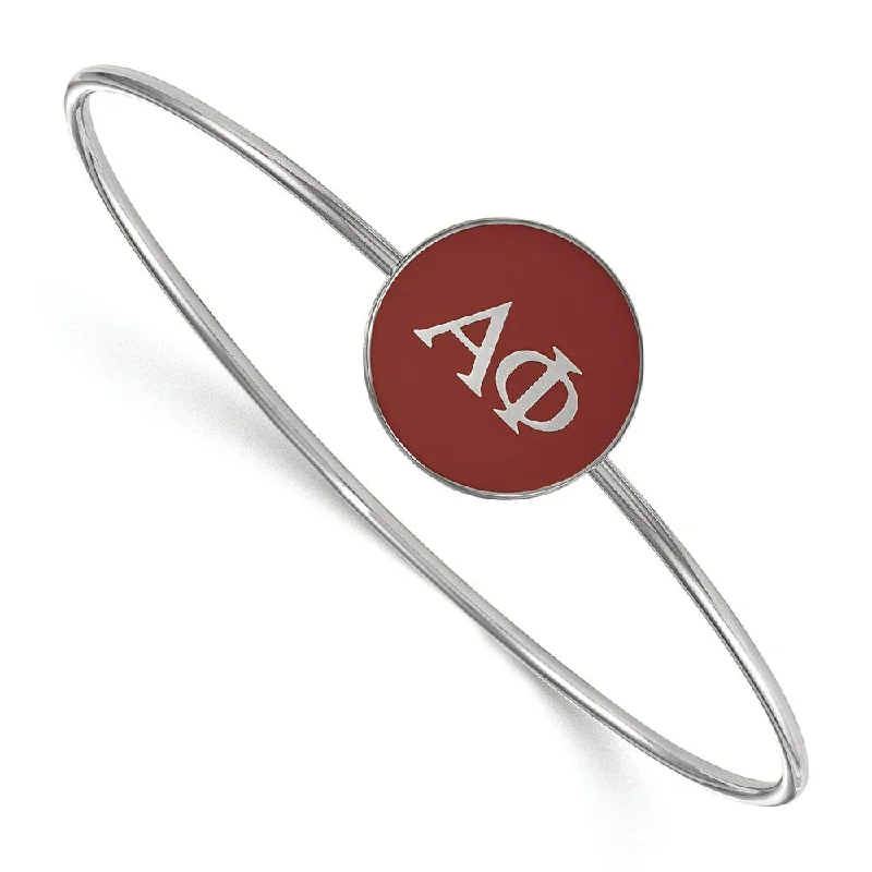 Make Your Outfit Shine With Discounted Jewelry Sterling Silver Alpha Phi Red Enamel Greek Bangle - 8 in. Make Your Outfit Shine With Discounted Jewelry Sterling Silver Alpha Phi Red Enamel Greek Bangle - 8 in.