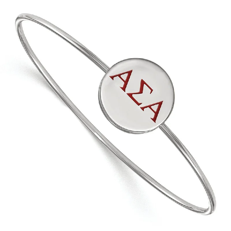 Don't Miss Our Biggest Jewelry Sale Of The Season Sterling Silver Alpha Sigma Alpha Enamel Red Greek Bangle - 7 in. Don't Miss Our Biggest Jewelry Sale Of The Season Sterling Silver Alpha Sigma Alpha Enamel Red Greek Bangle - 7 in.
