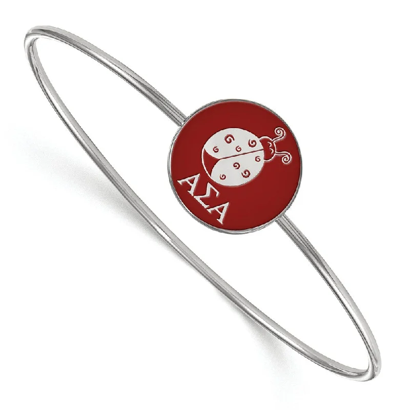 Unlock Unbeatable Jewelry Deals Before They’Re Gone Sterling Silver Alpha Sigma Alpha Enamel Bangle - 7 in.