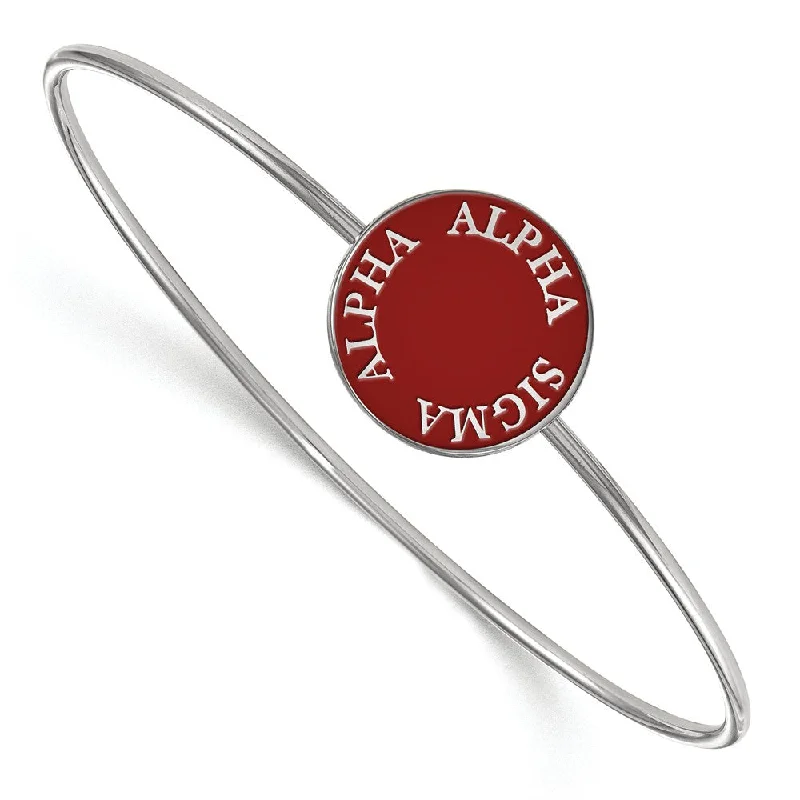 Trending Jewelry Styles Now At Limited-Time Discounts Sterling Silver Alpha Sigma Alpha Red Enamel Bangle - 7 in. Trending Jewelry Styles Now At Limited-Time Discounts Sterling Silver Alpha Sigma Alpha Red Enamel Bangle - 7 in.