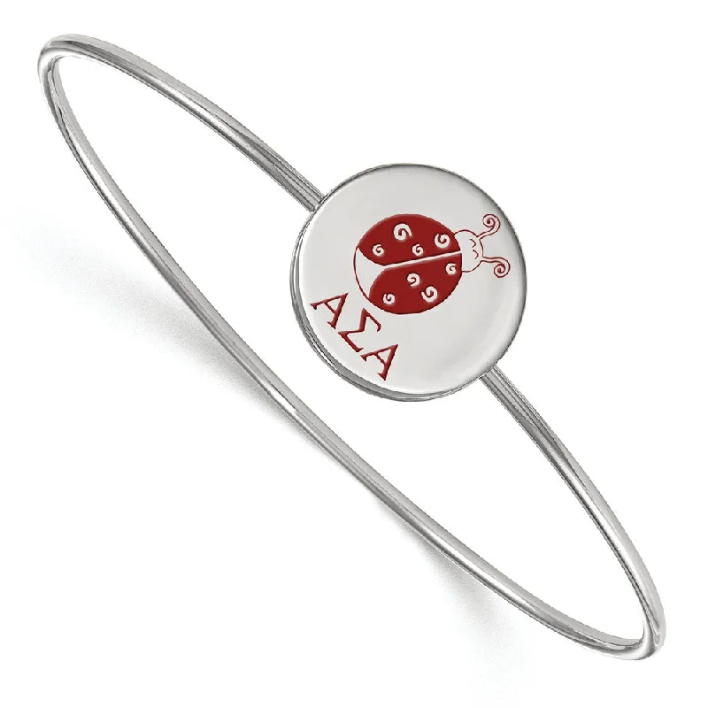 Sparkle On A Budget – Fine Jewelry For Less Sterling Silver Alpha Sigma Alpha Enamel Ladybug Bangle - 8 in. Sparkle On A Budget – Fine Jewelry For Less Sterling Silver Alpha Sigma Alpha Enamel Ladybug Bangle - 8 in.