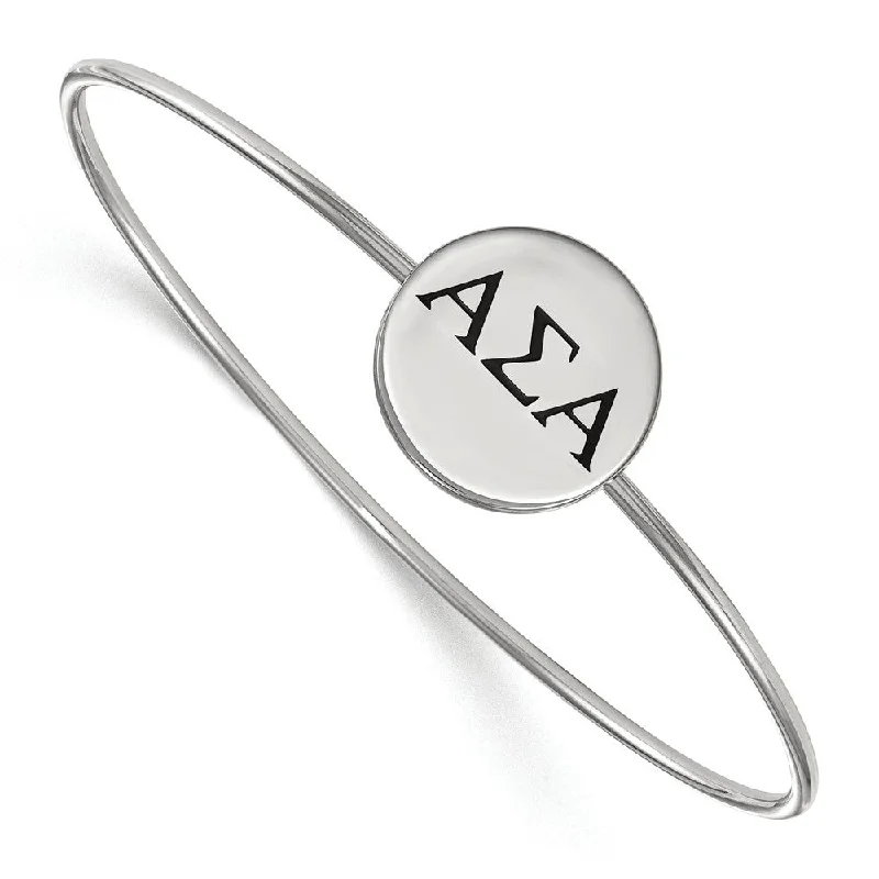 Shop Fine Jewelry With Amazing Deals Sterling Silver Alpha Sigma Alpha Blk Enamel Greek Bangle - 8 in. Shop Fine Jewelry With Amazing Deals Sterling Silver Alpha Sigma Alpha Blk Enamel Greek Bangle - 8 in.