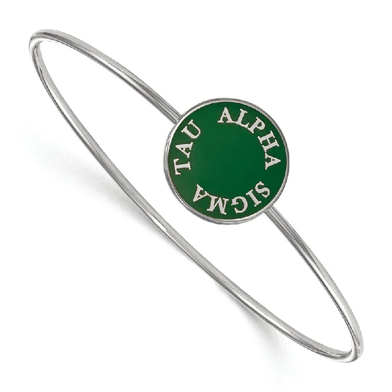 Shop Fine Jewelry With Exclusive Savings Sterling Silver Alpha Sigma Tau Green Enamel Bangle - 7 in. Shop Fine Jewelry With Exclusive Savings Sterling Silver Alpha Sigma Tau Green Enamel Bangle - 7 in.