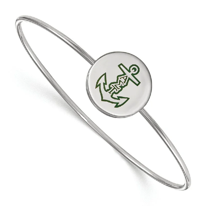 Don't Miss Out On Bestselling Jewelry At Special Prices Sterling Silver Alpha Sigma Tau Enamel Anchor Bangle - 7 in.