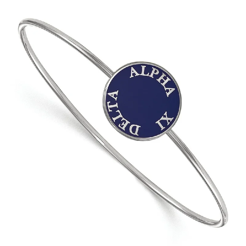 Delicate Crystal Jewelry For Sophisticated Charm Sterling Silver Alpha Xi Delta Blue Enamel Bangle - 7 in.