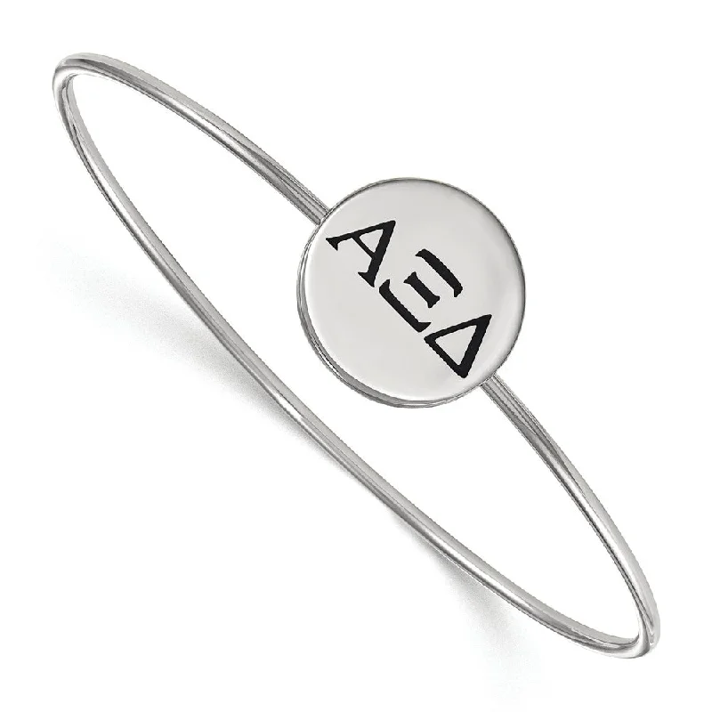 Affordable Luxury Jewelry – Style At A Great Price Sterling Silver Alpha Xi Delta Blk Enamel Greek Letters Bangle - 8 in. Affordable Luxury Jewelry – Style At A Great Price Sterling Silver Alpha Xi Delta Blk Enamel Greek Letters Bangle - 8 in.