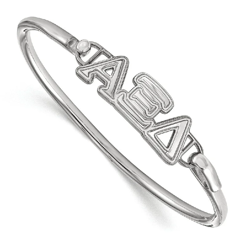 Affordable Luxury Jewelry For Every Occasion Sterling Silver Alpha Xi Delta Small Clasp Bangle - 6 in.