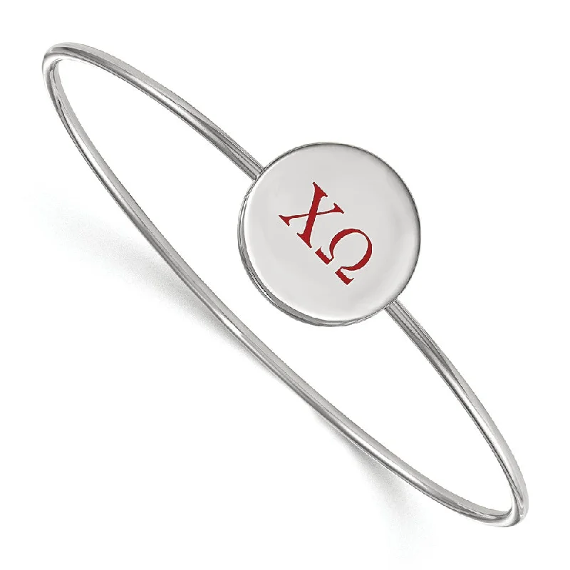Last Chance To Shop High-End Jewelry At Markdown Prices Sterling Silver Chi Omega Red Enamel Greek Letters Bangle - 6 in. Last Chance To Shop High-End Jewelry At Markdown Prices Sterling Silver Chi Omega Red Enamel Greek Letters Bangle - 6 in.