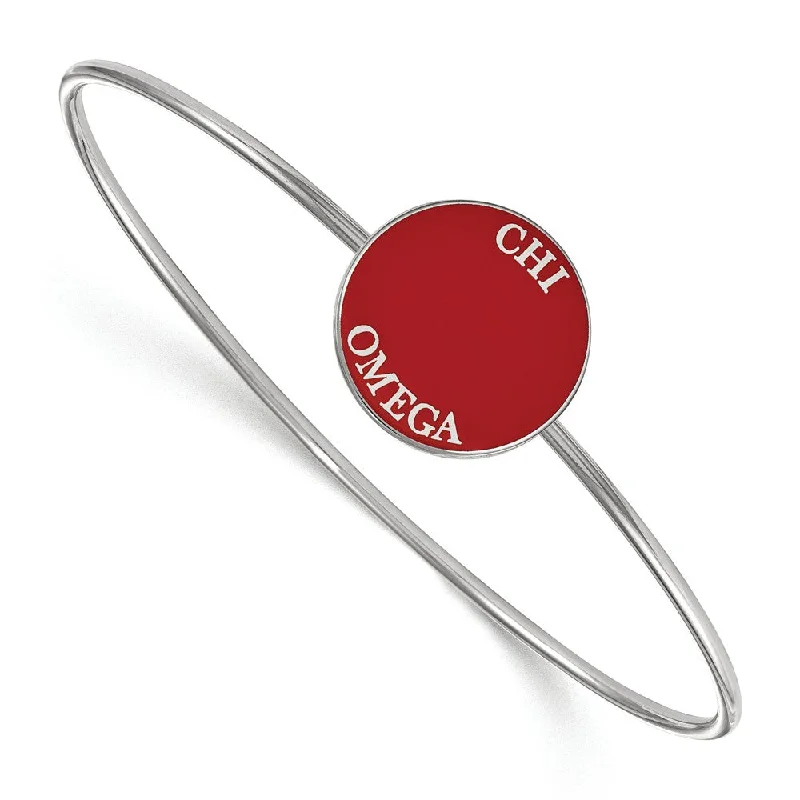 Dainty Floral Jewelry For Feminine Elegance Sterling Silver Chi Omega Red Enamel Bangle - 7 in.