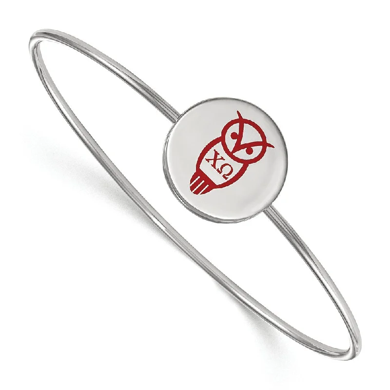 Versatile Layering Jewelry For Effortless Chic Sterling Silver Chi Omega Enamel Owl Bangle - 7 in.