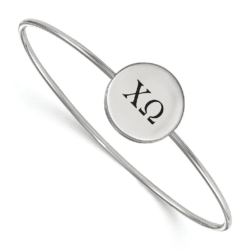 Jewelry Deals That Outshine The Rest Sterling Silver Chi Omega Enamel Greek Letters Bangle - 8 in.