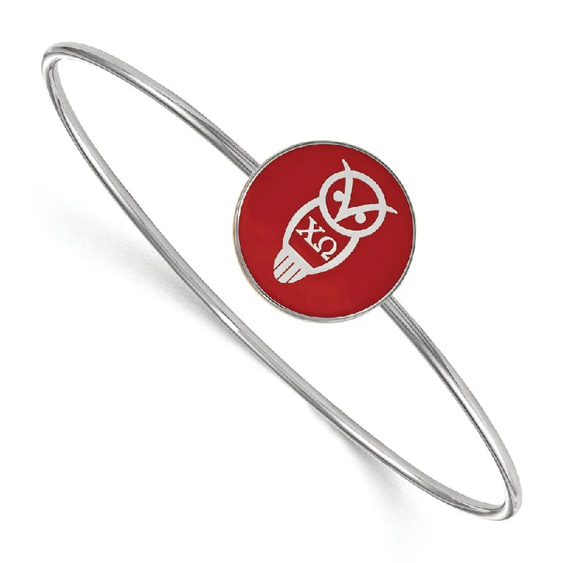 Premium Diamond Jewelry At Once-In-A-Lifetime Discounts Sterling Silver Chi Omega Enamel Bangle - 8 in. Premium Diamond Jewelry At Once-In-A-Lifetime Discounts Sterling Silver Chi Omega Enamel Bangle - 8 in.