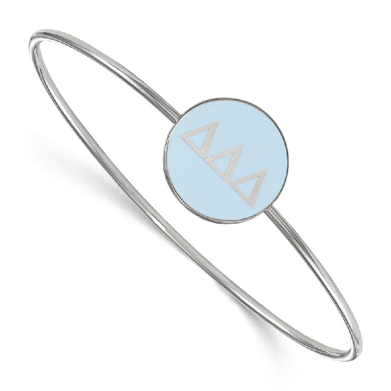 Shop Stylish Jewelry Now And Save Big Sterling Silver Delta Delta Delta Blue Enamel Greek Bangle - 8 in. Shop Stylish Jewelry Now And Save Big Sterling Silver Delta Delta Delta Blue Enamel Greek Bangle - 8 in.