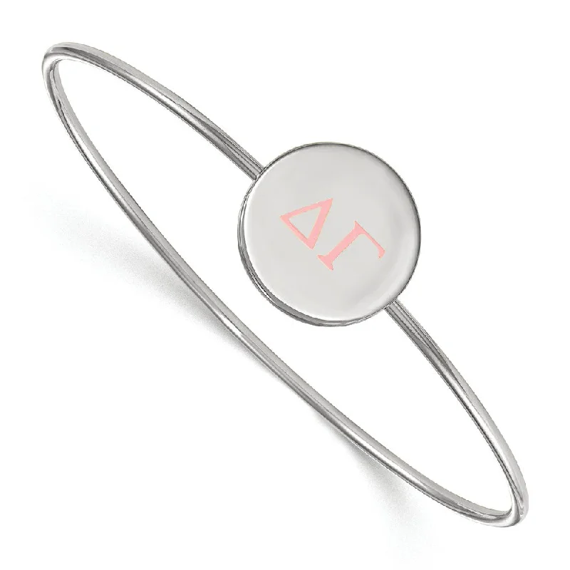 Grab Your Dream Jewelry At The Lowest Prices Sterling Silver Delta Gamma Enamel Pink Greek Letters Bangle - 7 in.