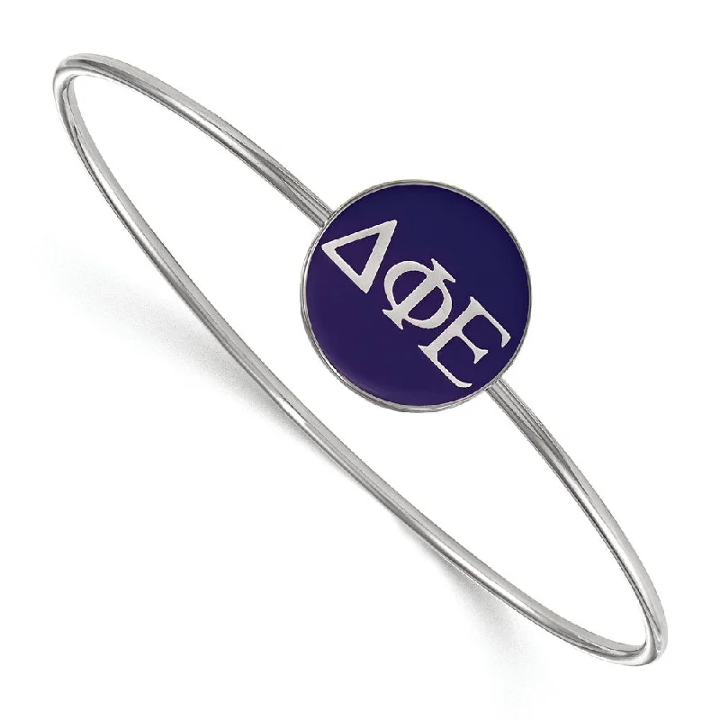 Premium Jewelry At Special Low Prices For A Limited Time Sterling Silver Delta Phi Epsilon Blue Enamel Greek Bangle - 7 in.