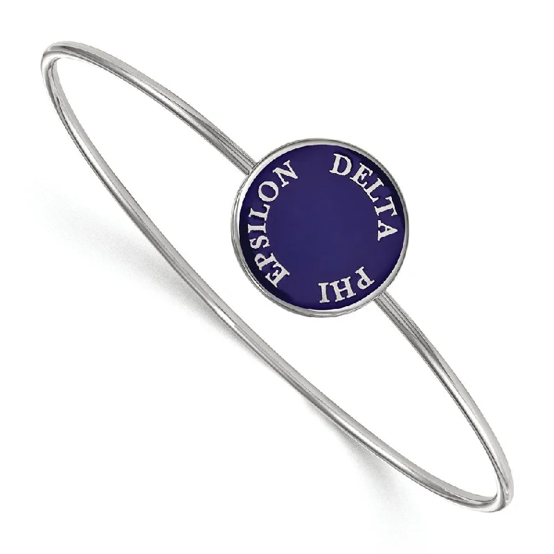 Seasonal Jewelry Sale – Upgrade Your Style Today Sterling Silver Delta Phi Epsilon Blue Enamel Bangle - 7 in.