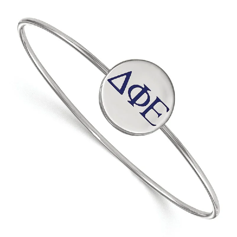 Sparkle For Less – Shop Jewelry Deals Now Sterling Silver Delta Phi Epsilon Enamel Greek Letters Bangle - 7 in.