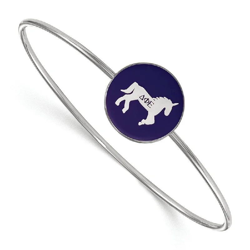 Limited-Time Offer On Elegant Jewelry Pieces Sterling Silver Delta Phi Epsilon Enamel Bangle - 7 in.