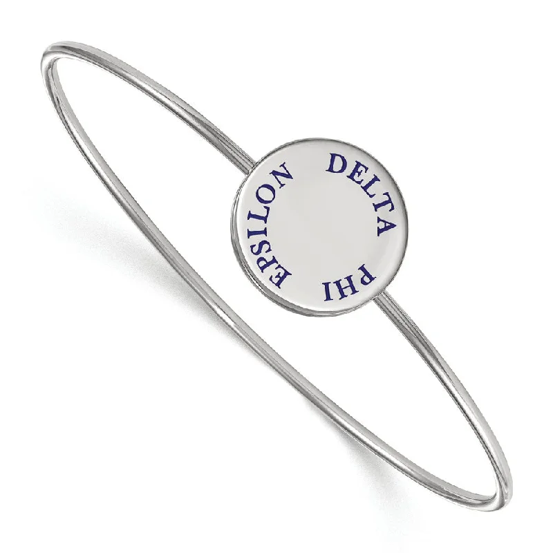 Discounted Jewelry For A Glamorous Look Sterling Silver Delta Phi Epsilon Blue Enamel Bangle - 8 in.
