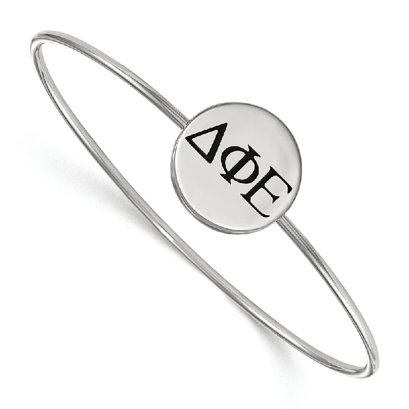 Last Chance To Grab Your Favorite Jewelry At A Discount Sterling Silver Delta Phi Epsilon Enamel Black Greek Bangle - 8 in. Last Chance To Grab Your Favorite Jewelry At A Discount Sterling Silver Delta Phi Epsilon Enamel Black Greek Bangle - 8 in.