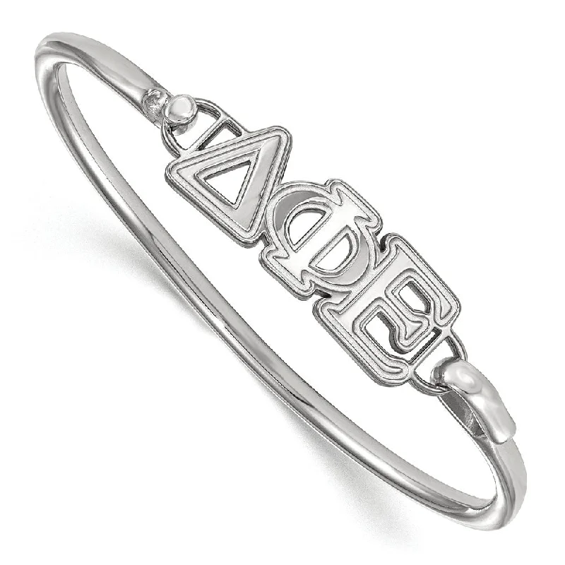 Last Chance To Shop High-End Jewelry At Markdown Prices Sterling Silver Delta Phi Epsilon Large Clasp Bangle - 7 in.