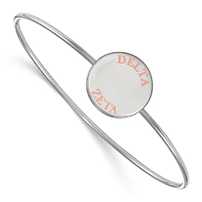 Limited-Time Jewelry Sale – Don't Miss Out On Dazzling Discounts Sterling Silver Delta Zeta Enamel Coral Letters Bangle - 7 in.