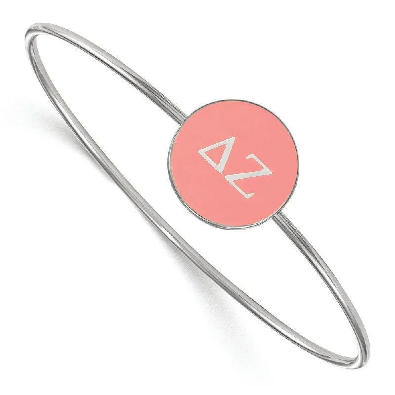 Unmissable Discounts On Timeless Jewelry Pieces Sterling Silver Delta Zeta Coral Enamel Greek Bangle - 7 in.