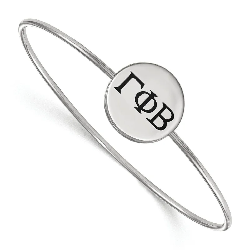 Shop Jewelry That Shines Without The High Price Sterling Silver Gamma Phi Beta Enamel Black Greek Bangle - 8 in.