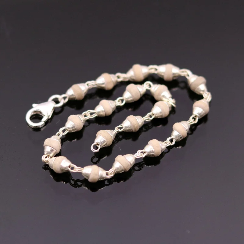Clearance Sale On High-End Jewelry Collections Sterling silver handmade basil rosary beads tulsi plant wood beads fabulous bracelet for unisex jewelry India sbr76 Clearance Sale On High-End Jewelry Collections Sterling silver handmade basil rosary beads tulsi plant wood beads fabulous bracelet for unisex jewelry India sbr76