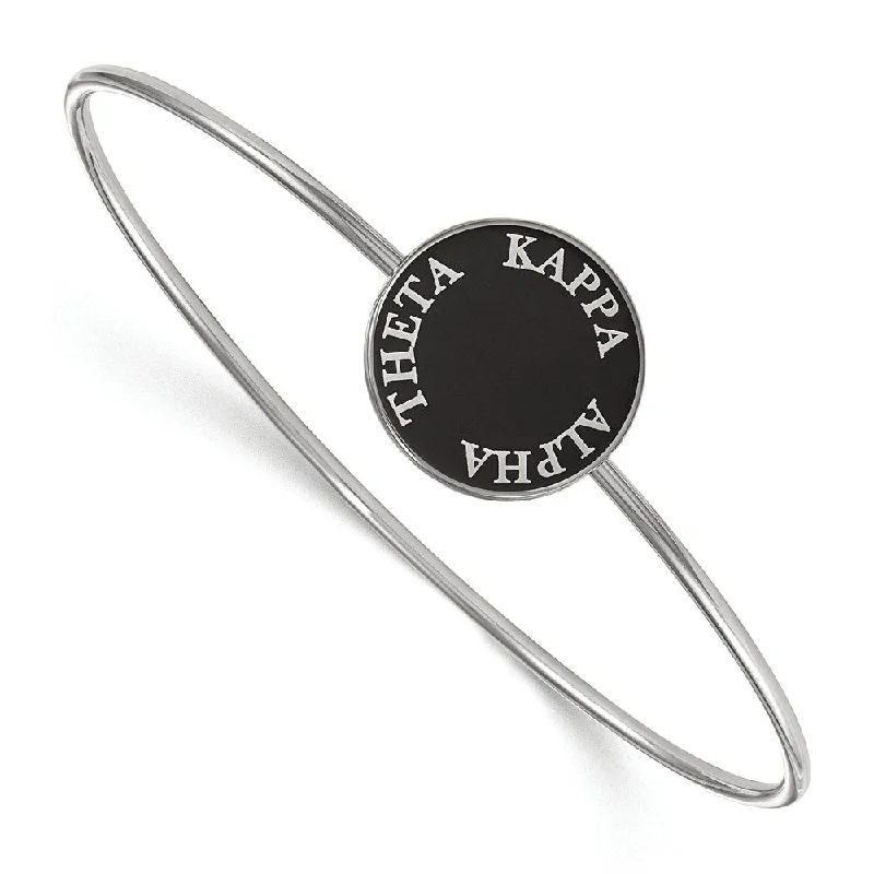 Luxury Handcrafted Jewelry For Elegant Looks Sterling Silver Kappa Alpha Theta Enamel Disc Bangle - 6 in. Luxury Handcrafted Jewelry For Elegant Looks Sterling Silver Kappa Alpha Theta Enamel Disc Bangle - 6 in.