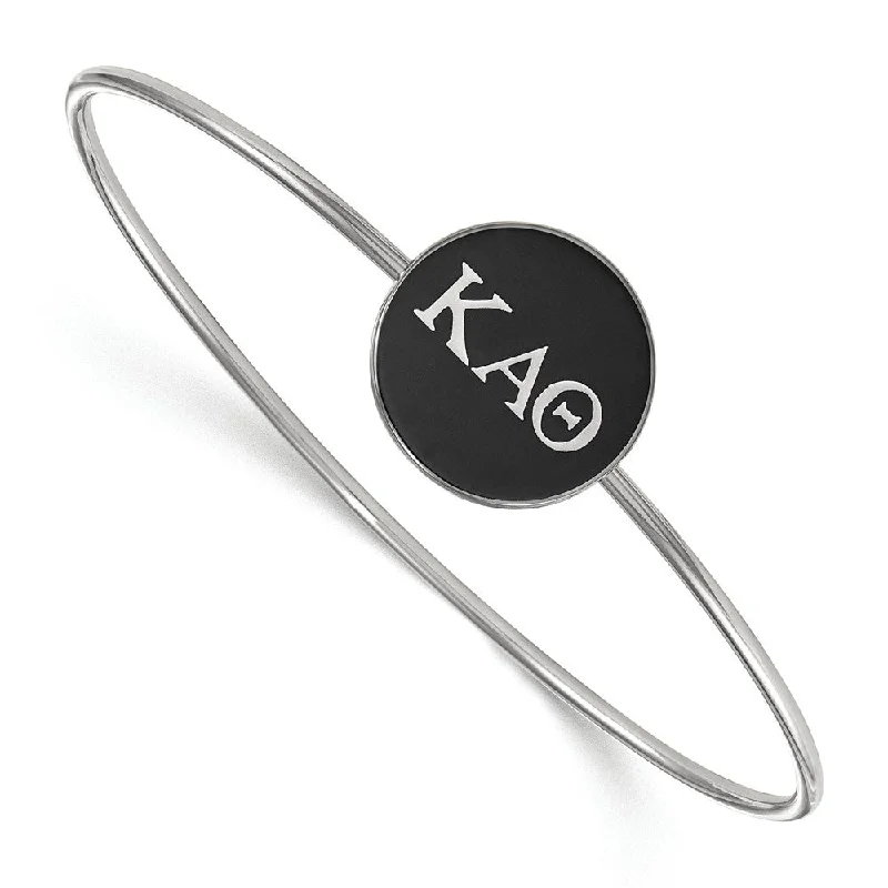 Premium Jewelry Now Available At Special Discounts Sterling Silver Kappa Alpha Theta Black Enamel Greek Bangle - 7 in.