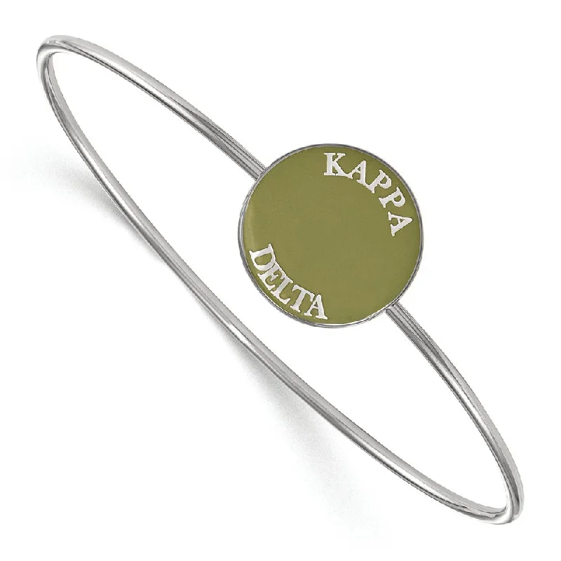 Exclusive Jewelry Sale – Shine For Less Sterling Silver Kappa Delta Green Enamel Bangle - 7 in.