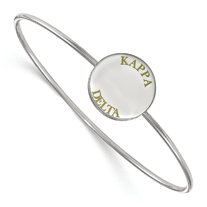 Affordable Luxury Jewelry For Every Occasion Sterling Silver Kappa Delta Enamel Green Letters Bangle - 7 in.