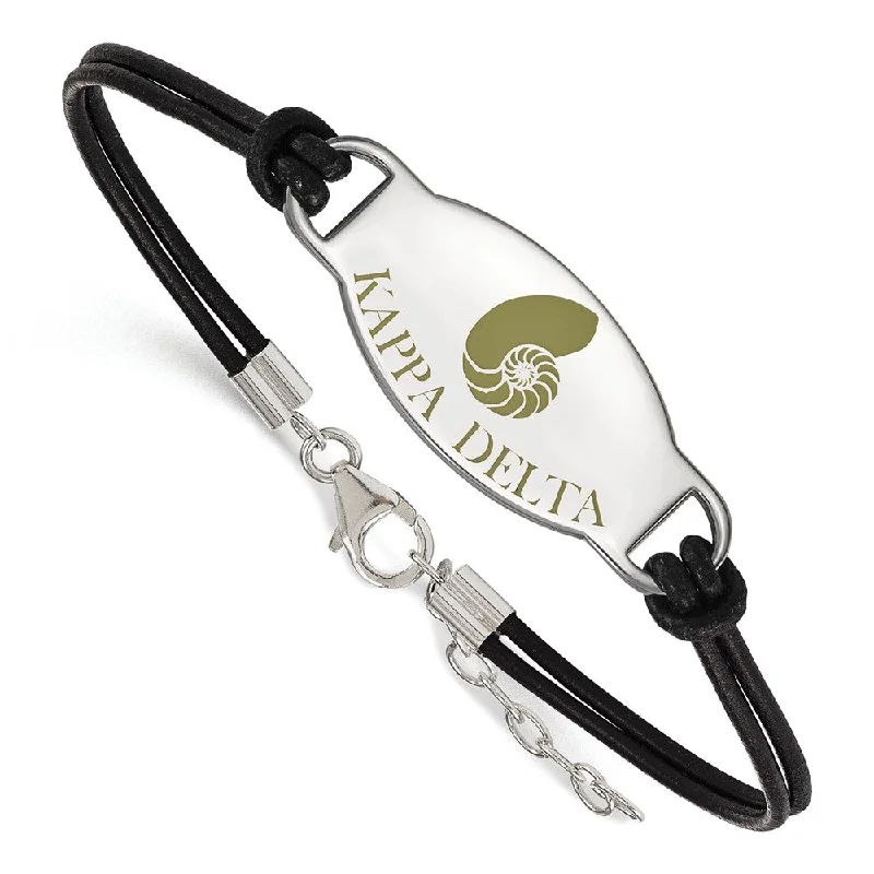 Exclusive Online Discounts On Stylish Jewelry Sterling Silver Kappa Delta Enamel Black Leather Bracelet - 7 in.