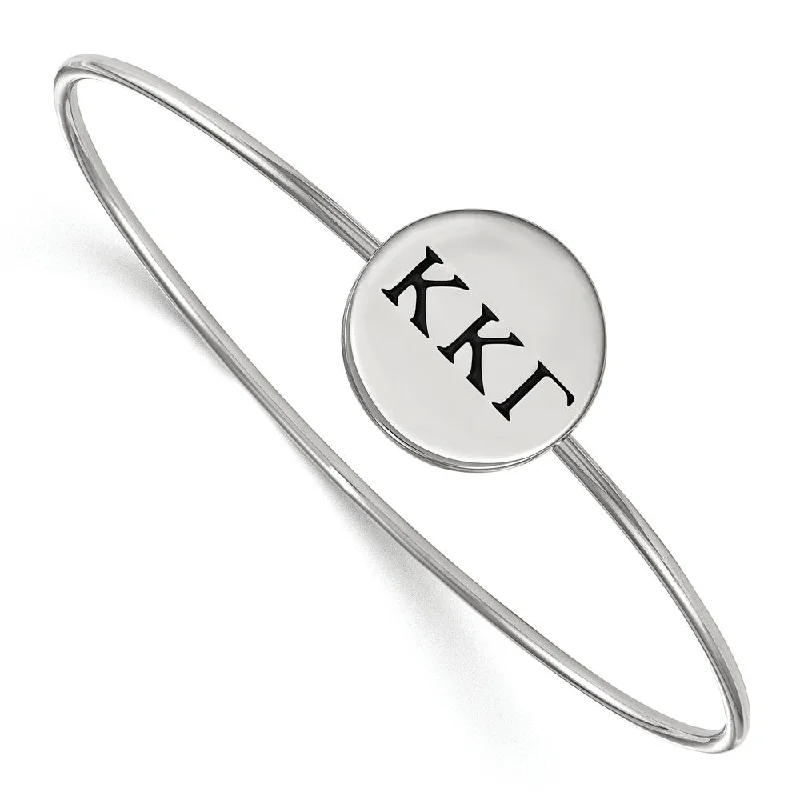 Discounted Jewelry For A Glamorous Look Sterling Silver Kappa Kappa Gamma Enamel Black Greek Bangle - 7 in.