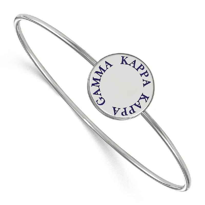 Exclusive Jewelry Offers – Shine For Less Sterling Silver Kappa Kappa Gamma Enamel Blue Letters Bangle - 7 in.