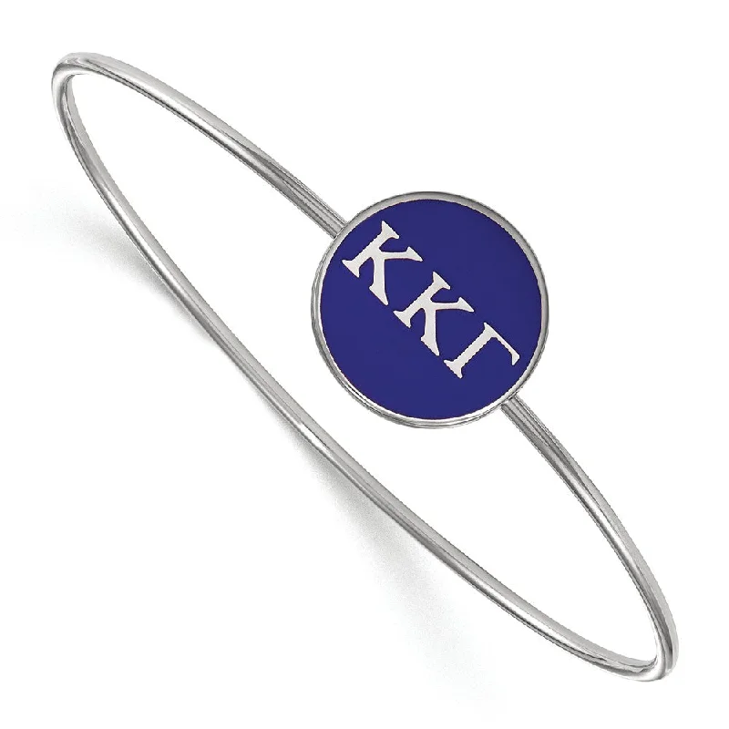 Get The Jewelry You Love At A Price You Love Sterling Silver Kappa Kappa Gamma Blue Enamel Greek Bangle - 8 in. Get The Jewelry You Love At A Price You Love Sterling Silver Kappa Kappa Gamma Blue Enamel Greek Bangle - 8 in.