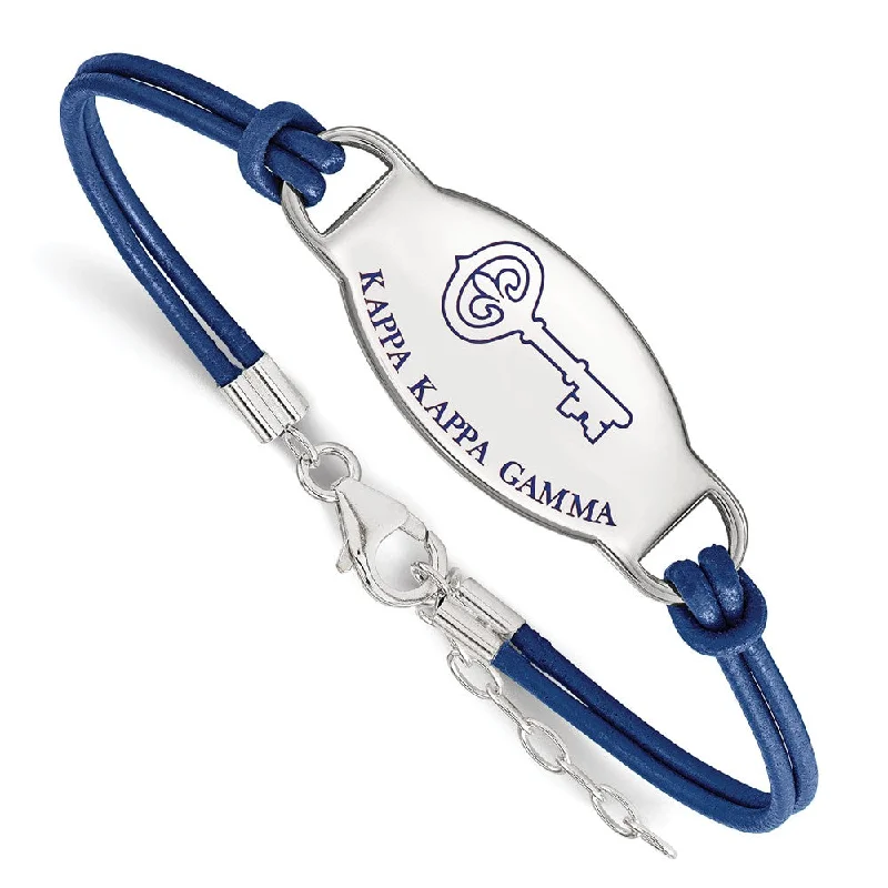 High-End Sparkle, Low-End Prices – Jewelry Sale Live Sterling Silver Kappa Kappa Gamma Enamel Blue Leather Bracelet - 7 in.