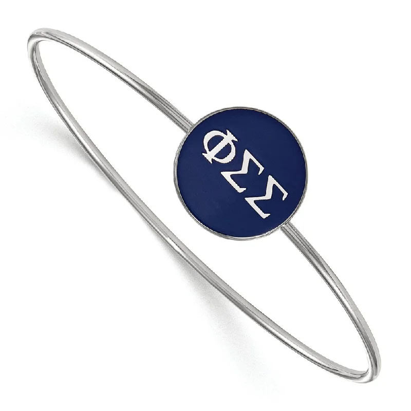 Handcrafted Jewelry Sale – Unique Designs At Low Prices Sterling Silver Phi Sigma Sigma Blue Enamel Greek Bangle - 7 in.