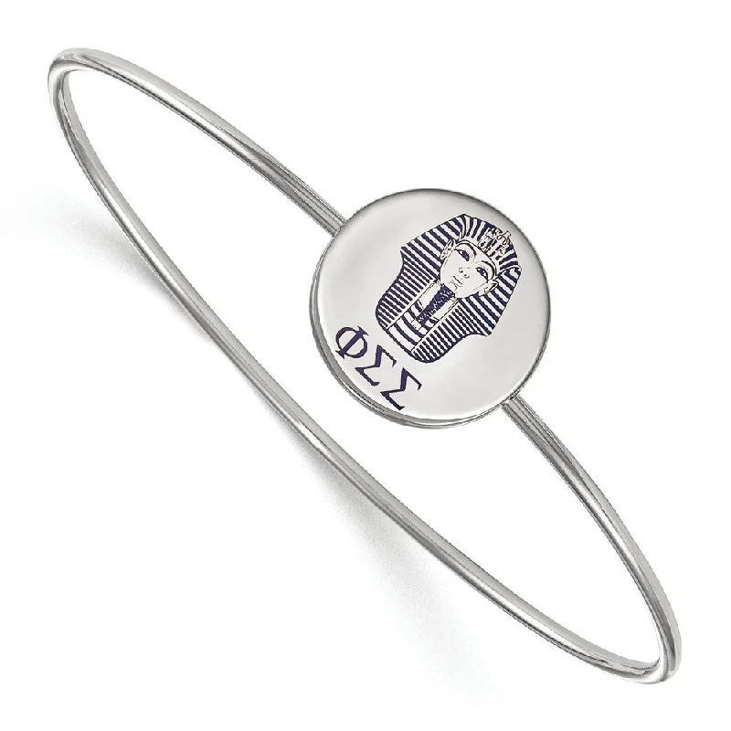 Elegant Jewelry, Exclusive Prices – Shop Now Sterling Silver Phi Sigma Sigma Enamel Sphinx Bangle - 7 in.