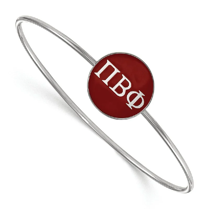 Celebrate Every Occasion With Sparkling Savings Sterling Silver Pi Beta Phi Red Enamel Greek Bangle - 6 in. Celebrate Every Occasion With Sparkling Savings Sterling Silver Pi Beta Phi Red Enamel Greek Bangle - 6 in.