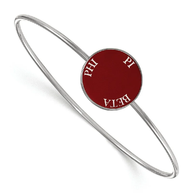 Must-Have Jewelry At Irresistible Discounts Sterling Silver Pi Beta Phi Red Enamel Bangle - 7 in.